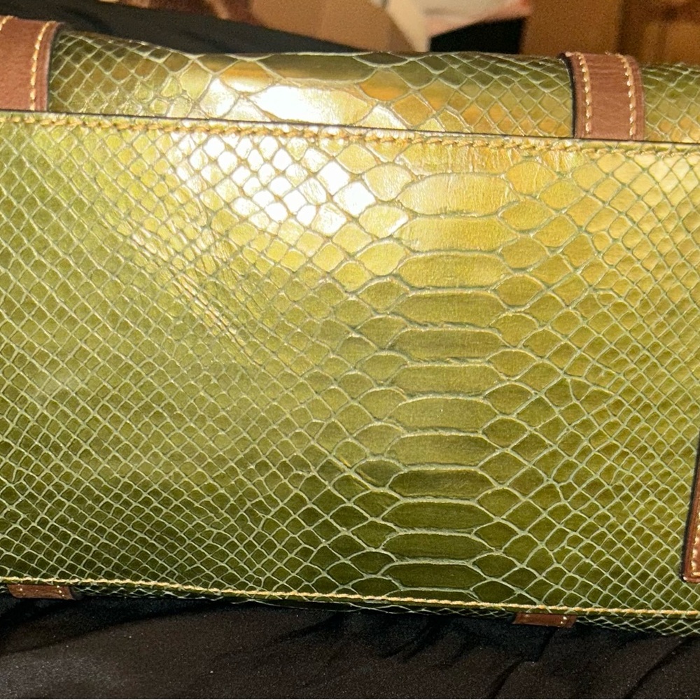 Dooney And Bourke Python Buckle Satchel With Tass… - image 3